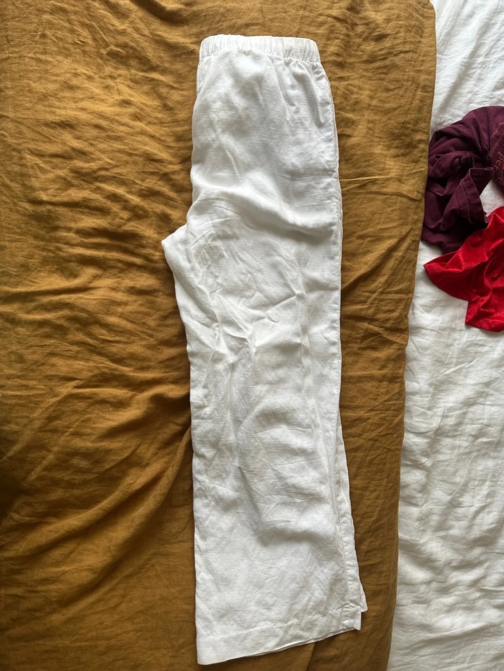 Aritzia Wilfred Lodge White Linen Drawstring Wide-Leg Pants - Picture 2 of 7